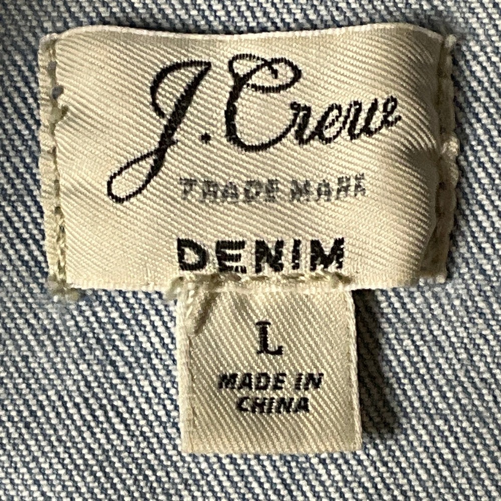 J.Crew Denim Jacket Women L Blue Cropped Trucker Classic Boho Minimalist - Picture 3 of 10